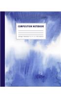 Composition Notebook: Blue Watercolor Ombre Cover Wide Ruled