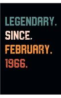 Blank Lined Journal, Notebook, Diary, Planner - Legendary Since February 1966 - 53rd Birthday Gift For 53 Years Old Men and Women born in February: Medium College-Ruled Journey Diary, 110 page, Lined, 6x9 (15.2 x 22.9 cm)