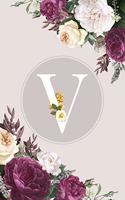V: Monogram Initial V Notebook Elegant Pretty Cute Flowers Blank Lined Paper Journal Present for Women and Girls