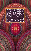 52 Week Daily Meal Planner: Bright Happy Colorful Mandala - Plan Shop and Prepare Large - Small Family Menu - Recipe Grocery Market Shopping Lists Budget Tracker - Vegan Vegeta