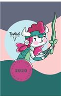Monthly & Weekly Planner 2020: TAURUS Zodiac Sign Personalized Cover / 12 - month calendars + week to pages + notes for simply organizing your days (good idea for gift)(2 Cute Cartoon Horoscope 2020)