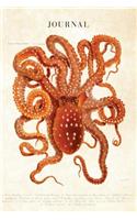 Journal: Vintage Scientific Illustration of Giant Red Octopus - Octopus Print - 120 Blank Lined 6x9 College Ruled Pages(2 Antique Scientific Engravings - Designer Notebooks and Journals)