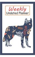 Weekly Undated Planner: 52 Weeks Planner with Blue Flower Siberian Husky Dog Pattern and Gratitude Journal Section (Agenda, Organizer, Notes, Goals & to Do Lists)