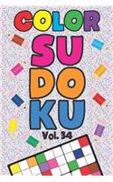 Color Sudoku Vol. 34: Play 9x9 Grid Color Sudoku Easy Volume 1-40 Coloring Book Pencil Crayons Play Them All Become A Sudoku Expert Paper Logic Games Become Smarter Brain