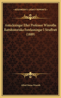 Anteckningar Efter Professor Winroths Rattshistoriska Forelasningar I Straffratt (1889)