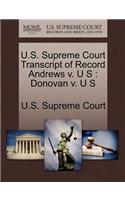 U.S. Supreme Court Transcript of Record Andrews V. U S: (English)