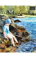 Write Here Notebooks: Landscape Notebook/Journal 100 Pages of Blank Unlined Paper 8.5"x11" with Glossy Finish Blank Composition Book Waiting By The Lake