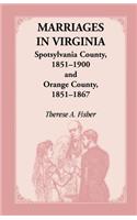 Marriages in Virginia, Spotsylvania County 1851-1900 and Orange County, 1851-1867