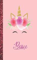 Bessie: Bessie Marble Size Unicorn SketchBook Personalized White Paper for Girls and Kids to Drawing and Sketching Doodle Taking Note Size 8.5 x 11