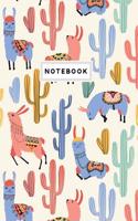 Notebook: Llama Cactus Plants Pattern Notebook Journal College Ruled Blank Lined Small (6 X 9) Cute Trendy Composition Book Planner Diary Softback Cover
