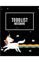 To Do List Notebook: Unicorn Black, Schedule Diary To Do List Large Print 8.5" x 11" Daily To Do Planner, Office School Task Time Management Notebook
