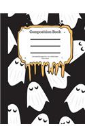 Composition Book 100 Sheet/200 Pages 8.5 X 11 In.-Wide Ruled- Scary Ghost: Halloween Notebook for Kids - Student Journal - Spooky Writing Composition Book - Scary Writing Notebook -Soft Cover Notepad