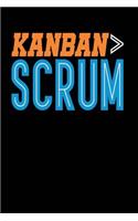 Kanban > Scrum: Black, Orange & Blue Design, Blank College Ruled Line Paper Journal Notebook for Project Managers and Their Families. (Agile and Scrum 6 x 9 inch Co
