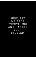 Sure, Let Me Drop Everything and Handle Your Problem: Lined Journal/Diary for Everyday School or Office Use Business Plain Black