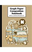 Graph Paper Composition Notebook Quad Rule 5x5 Grid Paper - 150 Sheets (Large, 8.5 x 11"): Coffee Camper Van