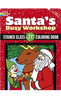 Santa's Busy Workshop Stained Glass Jr. Coloring Book