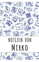 Notizen von Mirko: Kariertes Notizbuch mit 5x5 Karomuster für deinen personalisierten Vornamen