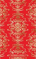 Notebook & Journals: Notebook and Journal for All Ages, Exercise and Composition Book and more - Red with Gold Damask Effect Cover