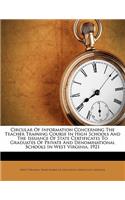 Circular of Information Concerning the Teacher Training Course in High Schools and the Issuance of State Certificates to Graduates of Private and Denominational Schools in West Virginia, 1921