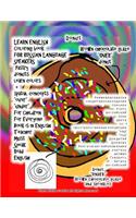 LEARN ENGLISH Coloring book FOR RUSSIAN LANGUAGE SPEAKERS Pastry donuts learn colors + spatial concepts "over" "under" For Children For Everyone Book is in English Teacher must Speak Read English