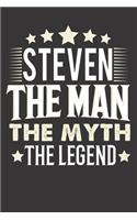 Steven The Man The Myth The Legend: Notebook Journal (120 Dot Grid Pages, Softcover, 6x9) Personalized Customized Gift For Someones Name is Steven