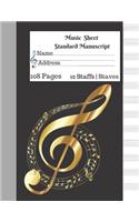 Music Sheet Standard Manuscript 108 Pages 12 Staffs Staves: Gift For Music Lovers Gold Music Note