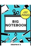 Big Notebook: 100 blank pages - turquoise blue