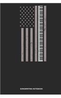 Songwriting Notebook: Lined Log Book For Piano Player Or Student: Vintage Piano Journal Patriotic Us American Flag Gift