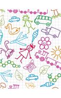 Graph Paper Notebook: Quad Ruled Graphing Paper, 200 Pages, Colorful Kids Doodle Art (8.5x11)