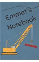 Emmet's Notebook: Heavy Equipment Crane Cover 6x9 200 pages personalized journal/notebook/diary