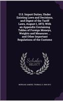 U.S. Import Duties, Under Existing Laws and Decisions, and Digest of the Tariff Laws, August 1, 1872; With an Appendix Containing Tables of Foreign Moneys, Weights and Measures ... and Other Important Regulations of the Customs