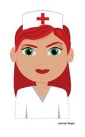 Journal Pages - Best Nurse (Red Hair): 6" x 9", lined journal, blank book notebook, durable cover,150 pages for writing