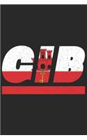 Gib: Gibraltar Notizbuch mit punkteraster 120 Seiten in weiß. Notizheft mit der Gibraltar Flagge
