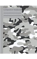 Camouflage Gray Composition Notebook - 4x4 Graph Paper