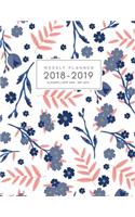 16 Month Weekly Planner 2018-2019: Daily and Monthly Yearly Schedule Journal Agenda (September 2018 - December 2019) Navy Pink Floral