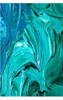A5: Turquoise Aquamarine Blue Abstract Oil Paint Daily Writing Notebook Journal