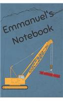 Emmanuel's Notebook: Construction Equipment Crane Cover 6x9 100 Pages Personalized Journal Drawing Notebook