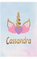 Cassandra: Personalized First Name Unicorn Gift Birthday Girl Notebook Journal 104 Pages