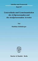 Unterschiede Und Gemeinsamkeiten Des Zivilprozessualen Und Des Strafprozessualen Arrestes