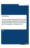 Essay zum Artikel Information Systems and environmentally sustainable development