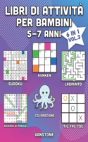 Libri di attività per bambini 5-7 anni: 6 in 1 - Parole intrecciate, Sudoku, Immagini da colorare, Labirinti, KenKen e Tris (Vol. 3)