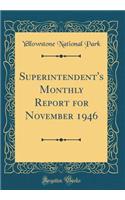 Superintendent's Monthly Report for November 1946 (Classic Reprint)