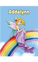 Addalynn: Personalized Composition Notebook - Wide Ruled (Lined) Journal. Rainbow Fairy Cartoon Cover. For Grade Students, Elementary, Primary, Middle School,