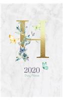 2020 Diary Planner: Butterflies & Flowers January to December 2020 Diary Planner With Gold H Monogram.