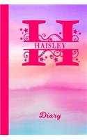 Haisley Diary: Personalized First Name Personal Writing Journal - Cute Pink Purple Watercolor Cover - Daily Diaries for Journalists & Writers - Note Taking - Write