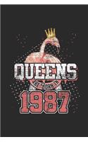 Queens Are Born In 1987: Dotted Bullet Grid Notebook / Journal (6 X 9 -120 Pages) - Birthday Gift Idea