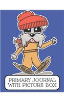 Primary Journal With Picture Box: Adorable Winter Schnauzer Puppy Dog Out Snowshoeing