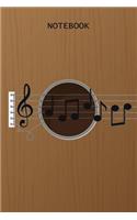 Notebook: Acoustic Guitar with Treble Clef Musical Notes Blank Lined Journal To Write In - Guitarist And Guitar Lover Gift Ideas For Men, Kids & Teens