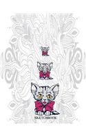 sketchbook: Cute cats on white cover (8.5 x 11) inches 110 pages, Blank Unlined Paper for Sketching, Drawing, Whiting, Journaling & Doodling(4 Cute Cats on White Sketchbook)