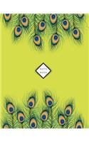 Notebook: Peacock feathers on yellow cover and Dot Graph Line Sketch pages, Extra large (8.5 x 11) inches, 110 pages, White paper, Sketch, Draw and Paint(5 Peacock Feathers on Yellow Notebook)